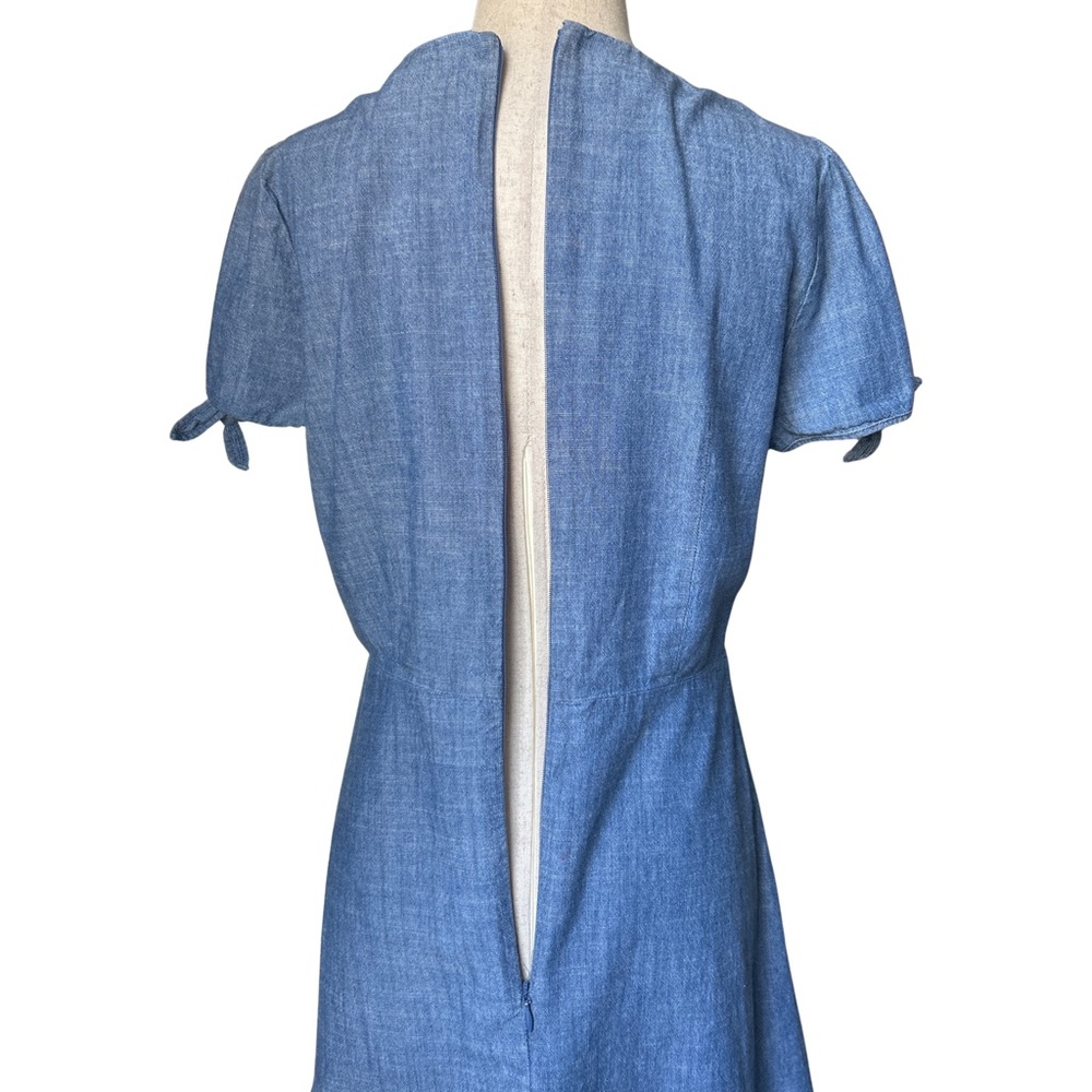J. Crew Chambray Faux Wrap Short Sleeve Mini Dress - 6 - Medium Wash Blue - Picture 10 of 16